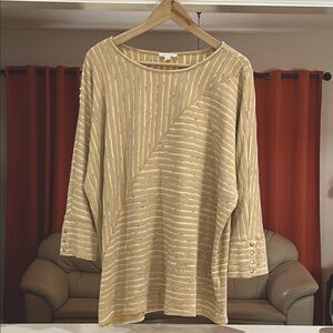 Westbound Striped Mustard Women's Top Size L